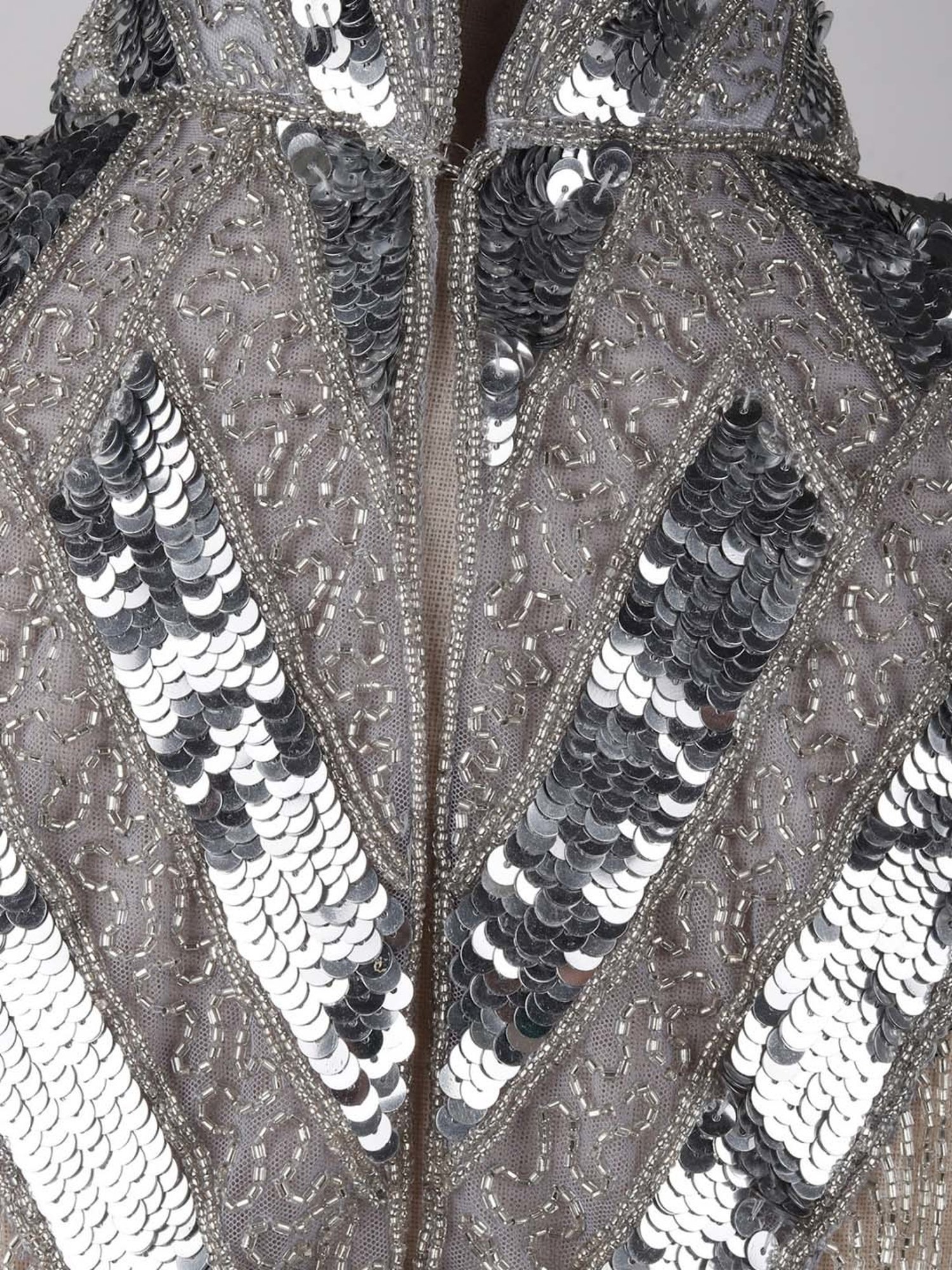 Odette Grey Embellished Fancy Cape