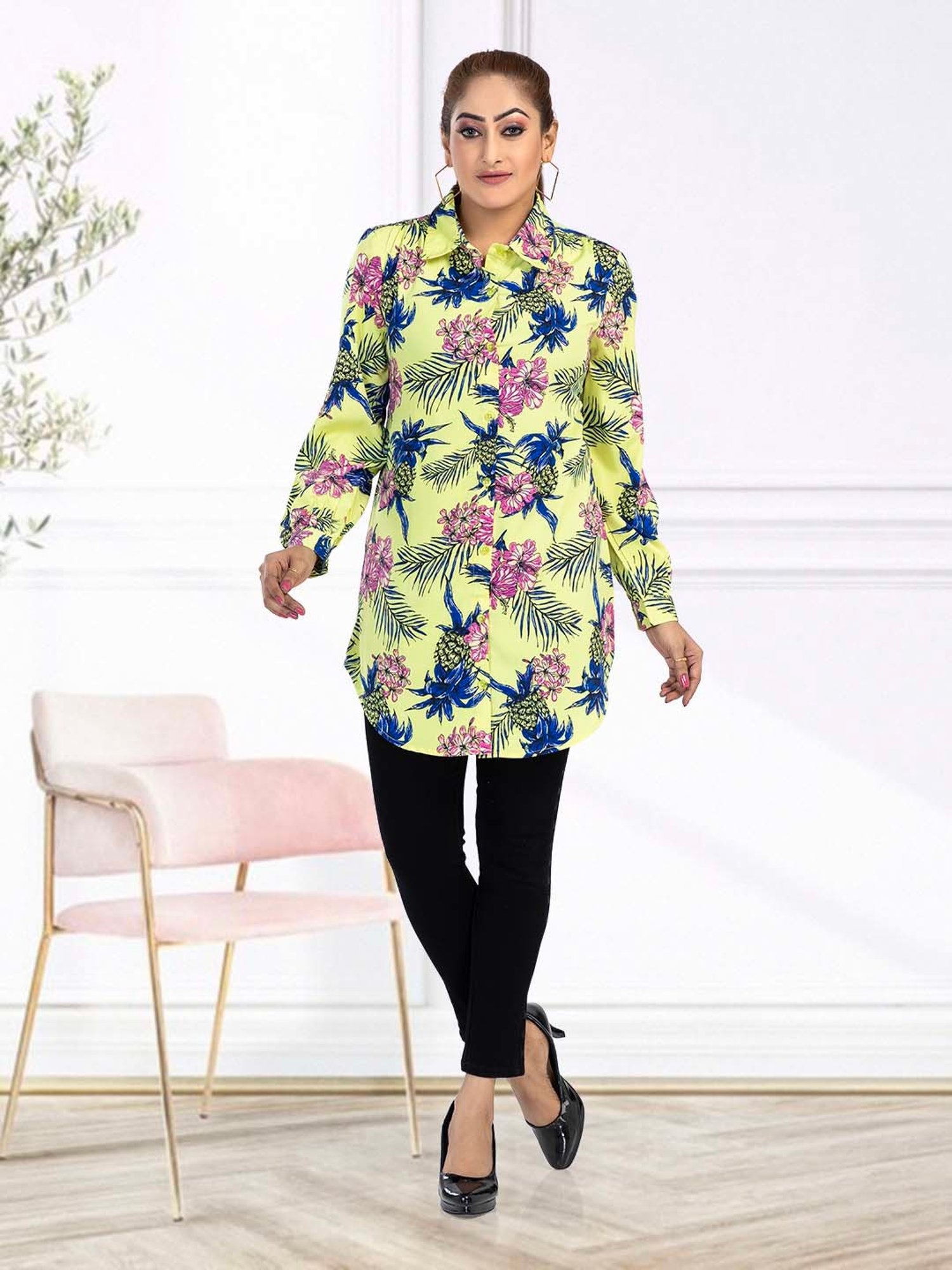 Nino Bambino Green Printed Long Shirt
