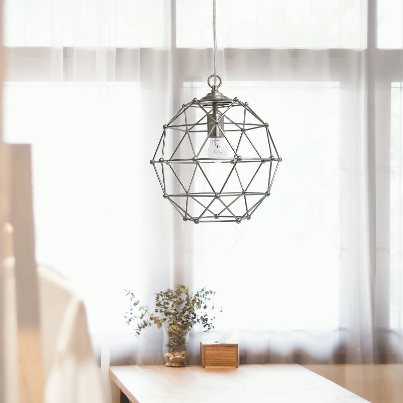 Hexagon Industrial Rustic Pendant Brushed Nickel - Elegant Designs