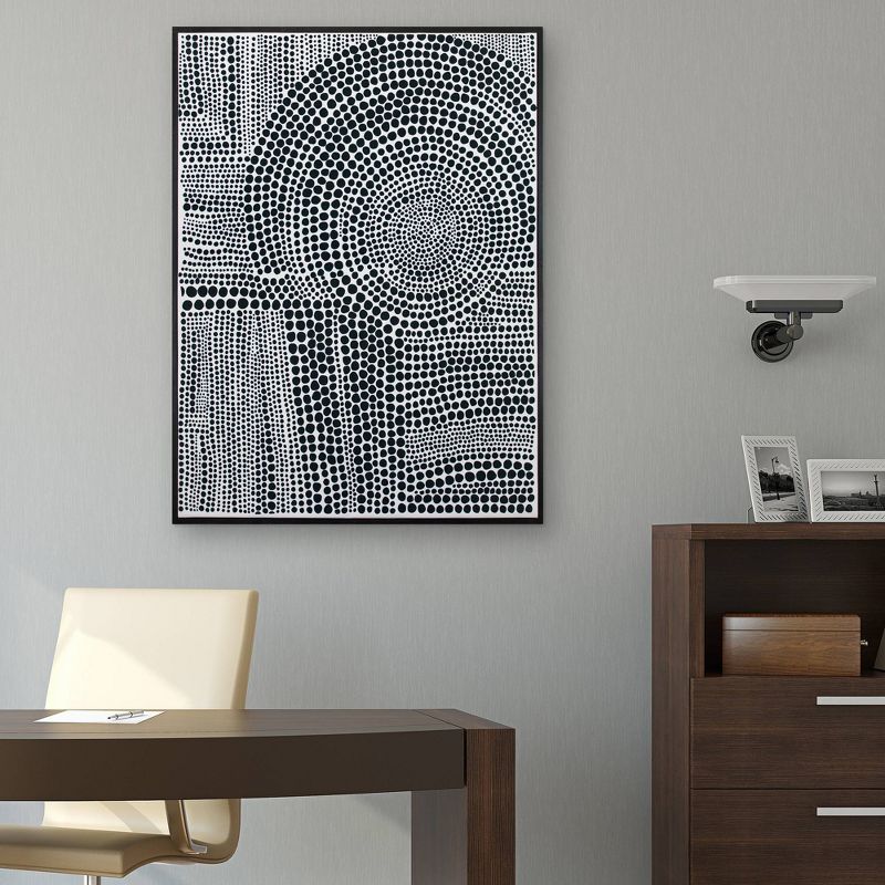 30" x 40" Clustered Dots by Natasha Marie Framed Wall Art Canvas Black/White - Fine Art Canvas
