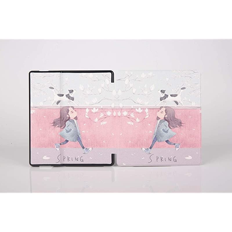 Water-Safe Case for All New K i n d l e O a s i s 7 inch case 2019/2017 Release- PU Leather Smart Cover with Auto Wake/Sleep Cover (Spring)