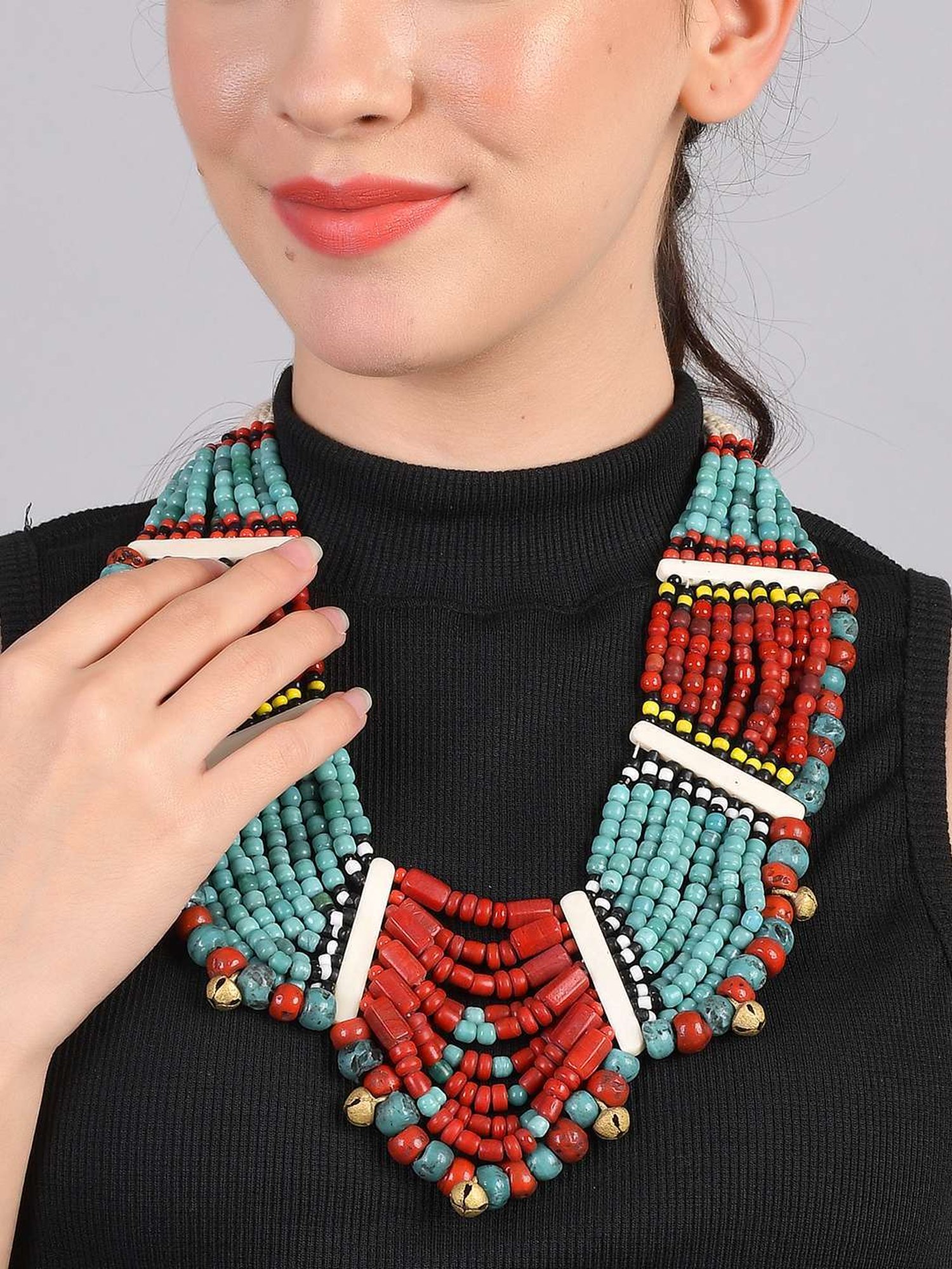 Imli Street Multicolor Vintage Naga Beaded Tribal Necklace