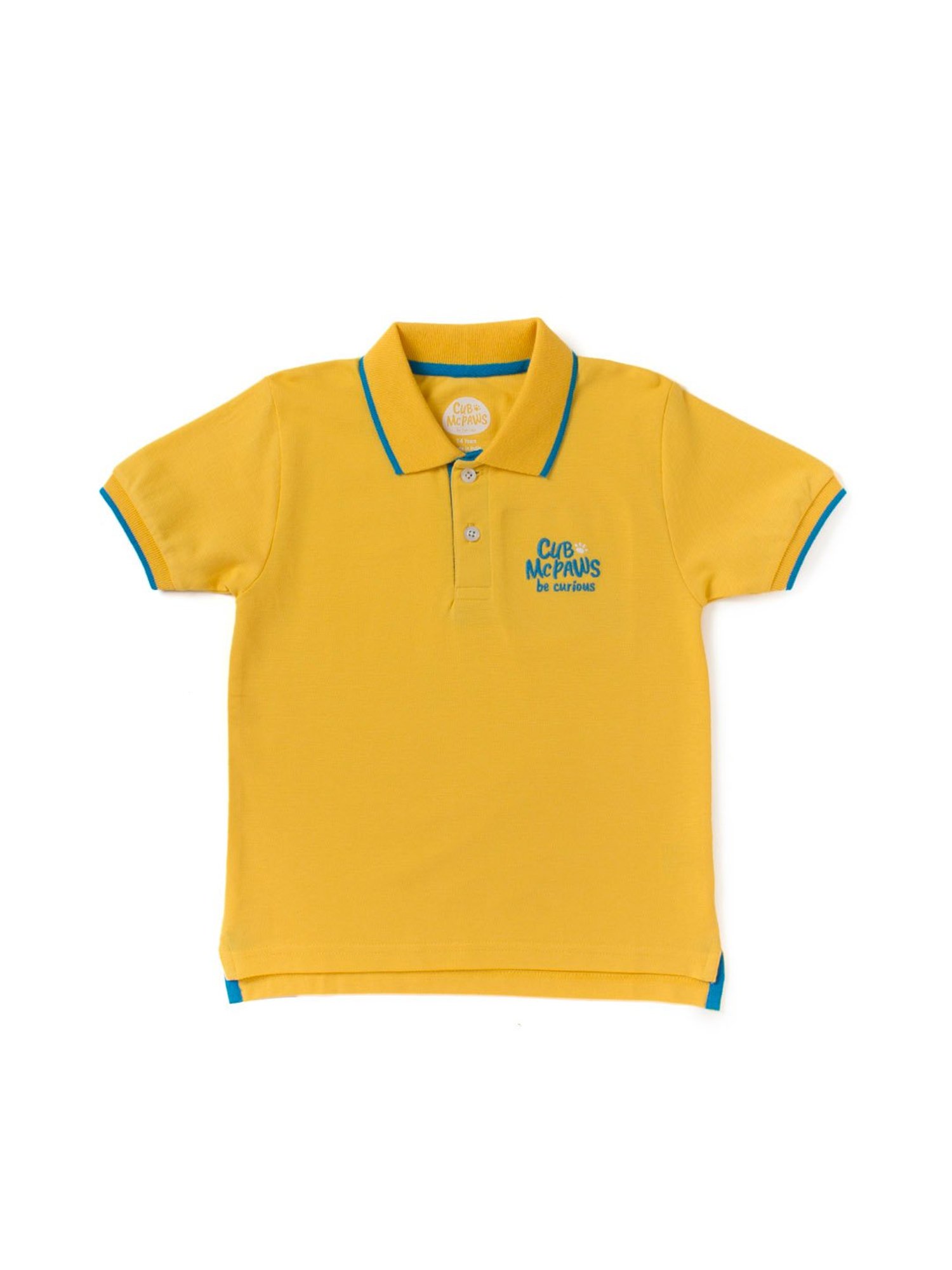 Cub McPaws Kids Yellow Solid Polo