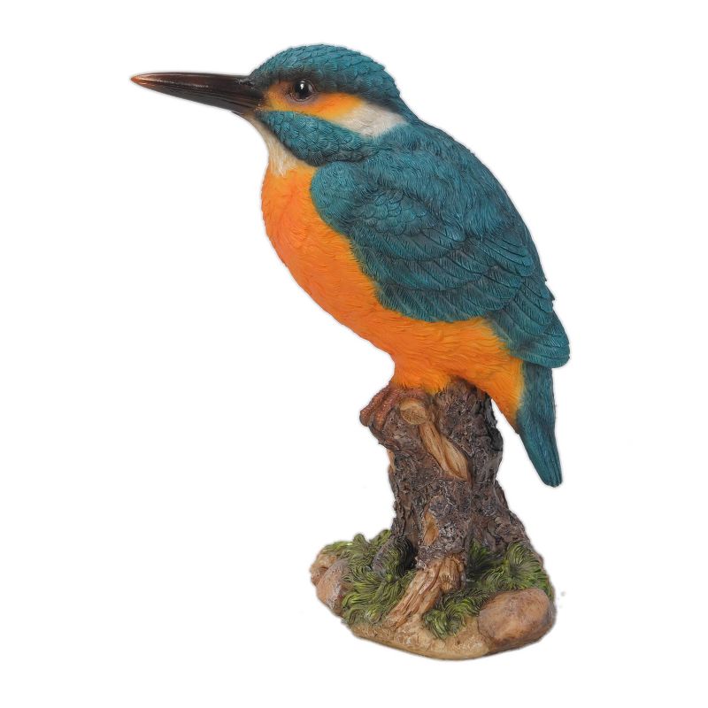 7.5" Polyresin Kingfisher on Stump Statue Blue - Hi-Line Gift