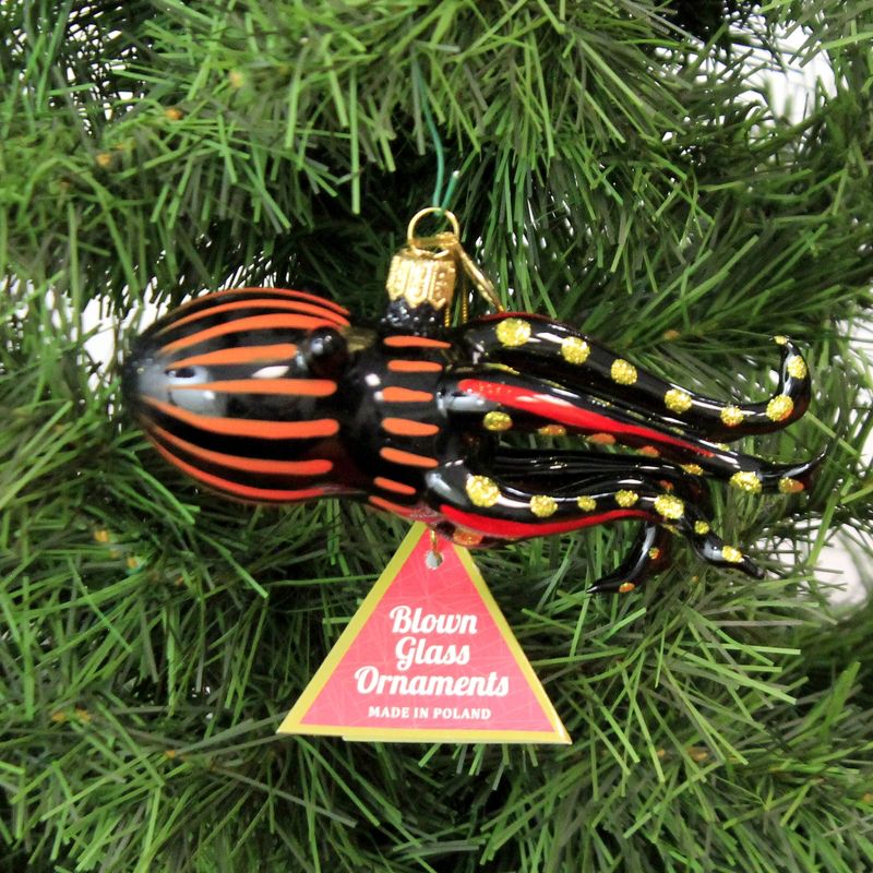 Morawski 2.0" Black & Orange Squid Ornament Deep Sea Ocean  -  Tree Ornaments