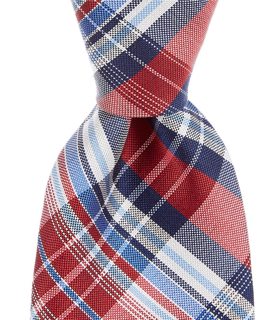 Roundtree & Yorke Big & Tall Carlisle Stripe Traditional 3 3/8#double; Silk Tie