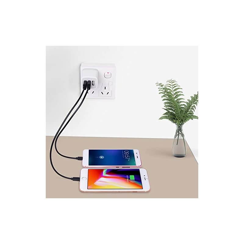 Wall Charger, 3 Port Charging Block, 5V 3.1A 2PC Multi-Port Travel Power Adapter Plug Cube Compatible iPhone 11 11Pro X 8 7 Plus, Samsung Galaxy S10 Plus S10E S9 S8, S7,V50 G8 G7 ThinQ G6