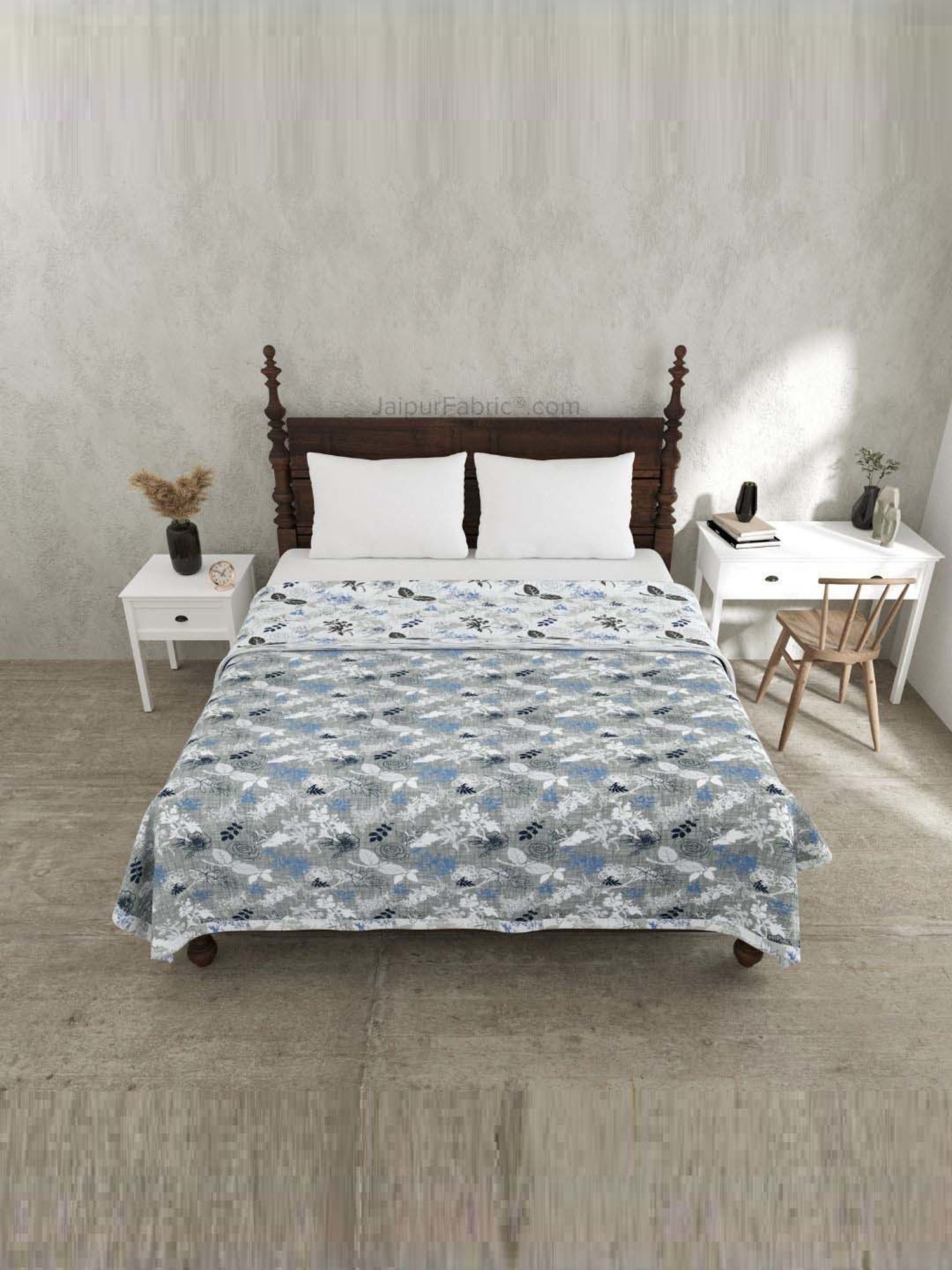 JaipurFabric Fassil Grey Mulmul Cotton 150 GSM Reversible Ac Dohar