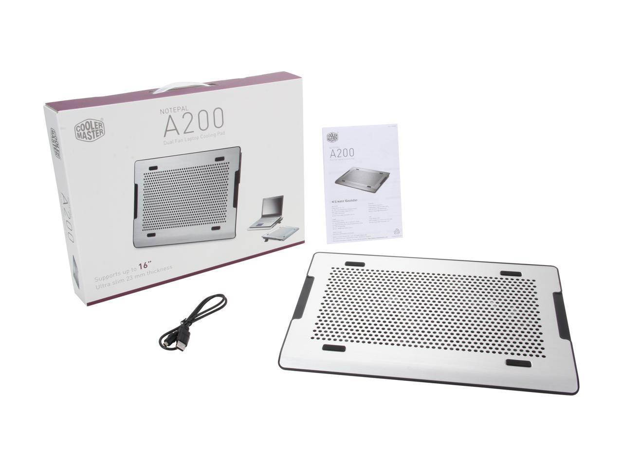 Cooler Master R9-NBC-A2HS-GP NotePal A200 - Ultra Slim Laptop Cooling Pad with Dual 140 mm Fans and Aluminum Surface