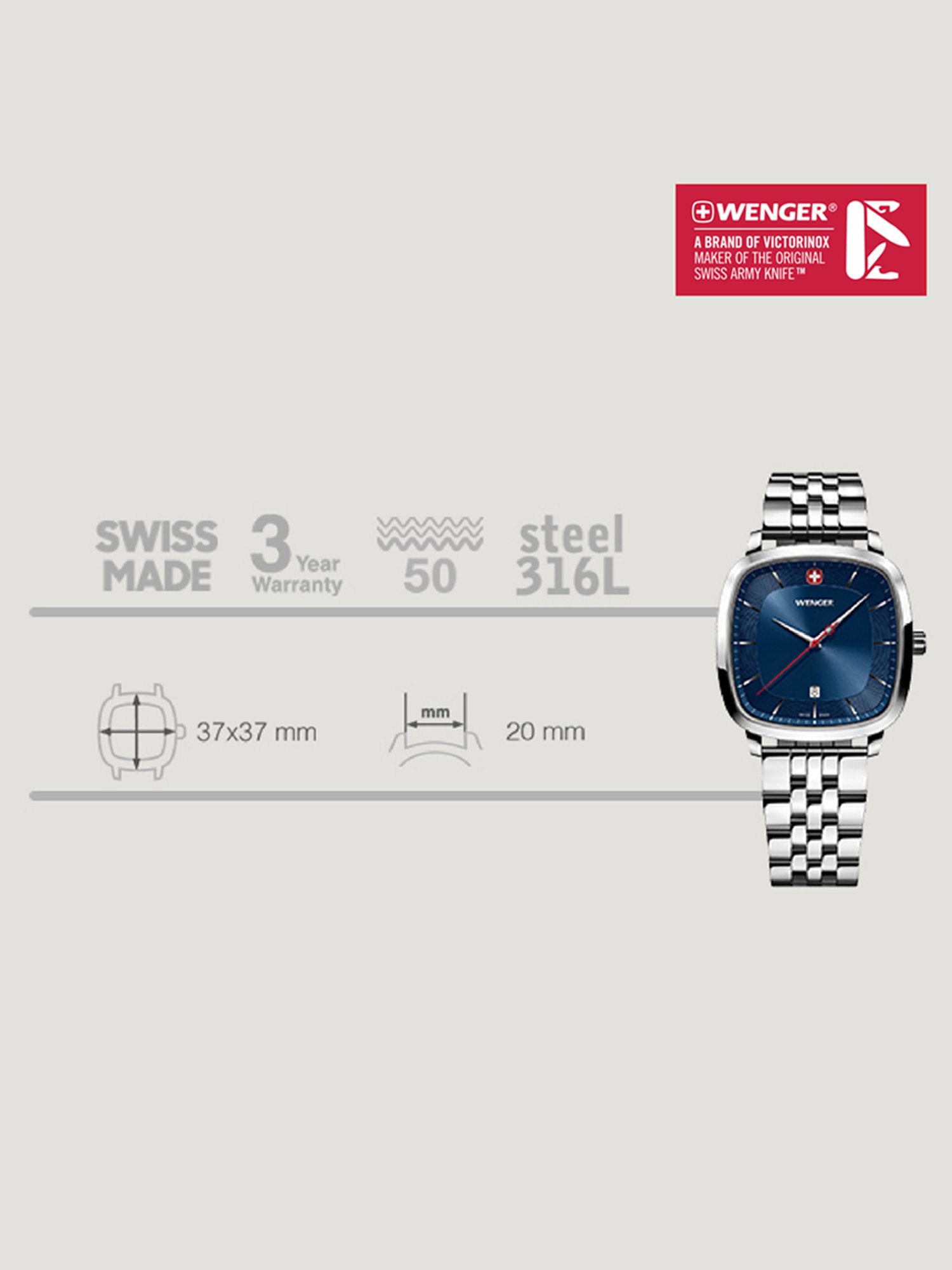 Wenger 01.1921.103 Analog Watch for Men