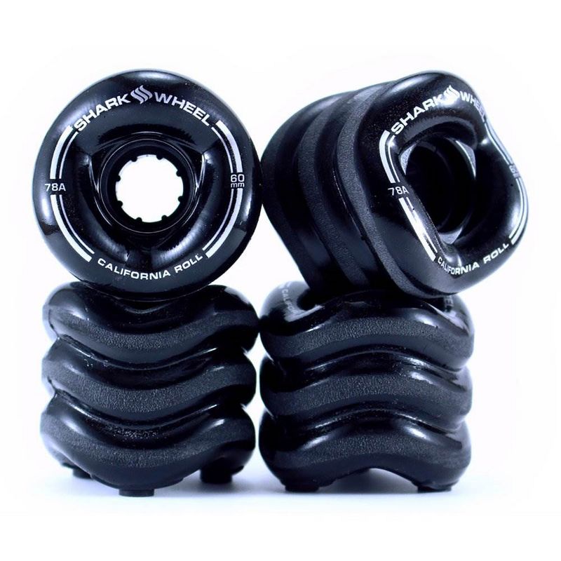 Shark Wheel California Roll 60mm 78A Wheels, Black +  Shiver Abec 7 Bearings