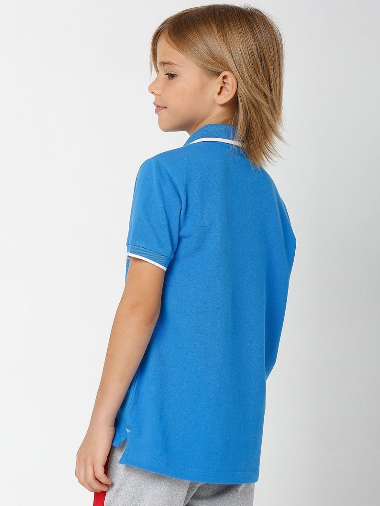 Gas Boys Blue Cotton Slim Fit Polo T-Shirt