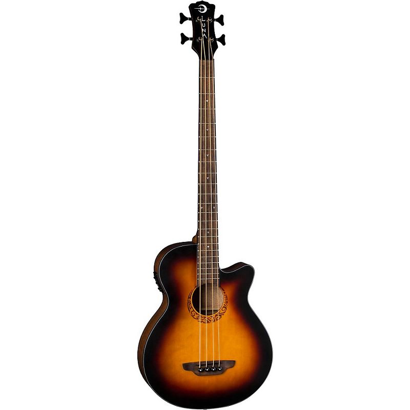 Luna Guitars Tribal Acoustic-Electric Bass Tobacco Sunburst
