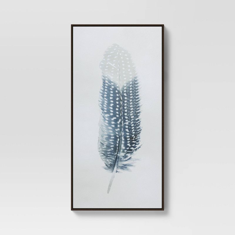 24" x 47" Blue Feather Framed Printed Canvas - Threshold™