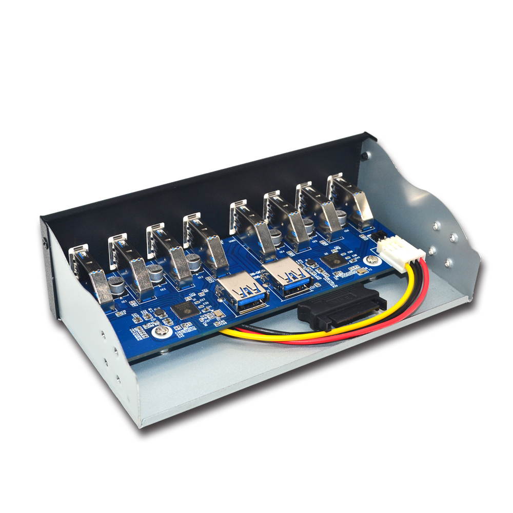 Plugadget 8 Port USB Hub USB3 5.25 USB 3.0 Front Panel Splitters USB 3.0 Hub for PC USB-HUB Multiple USB3.0 HUB Splitter Hubs for Computer