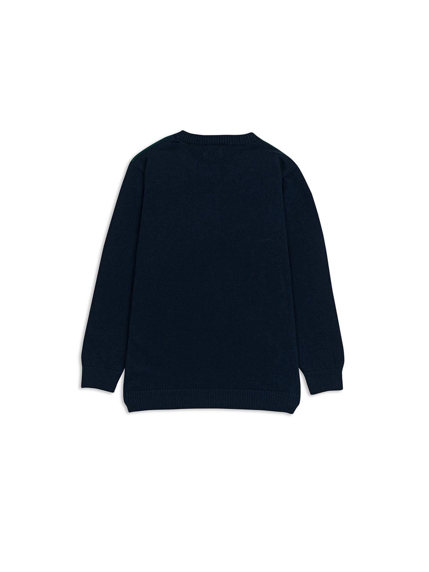 H by Hamleys Boys Green Self Design Full Sleeves Sweater