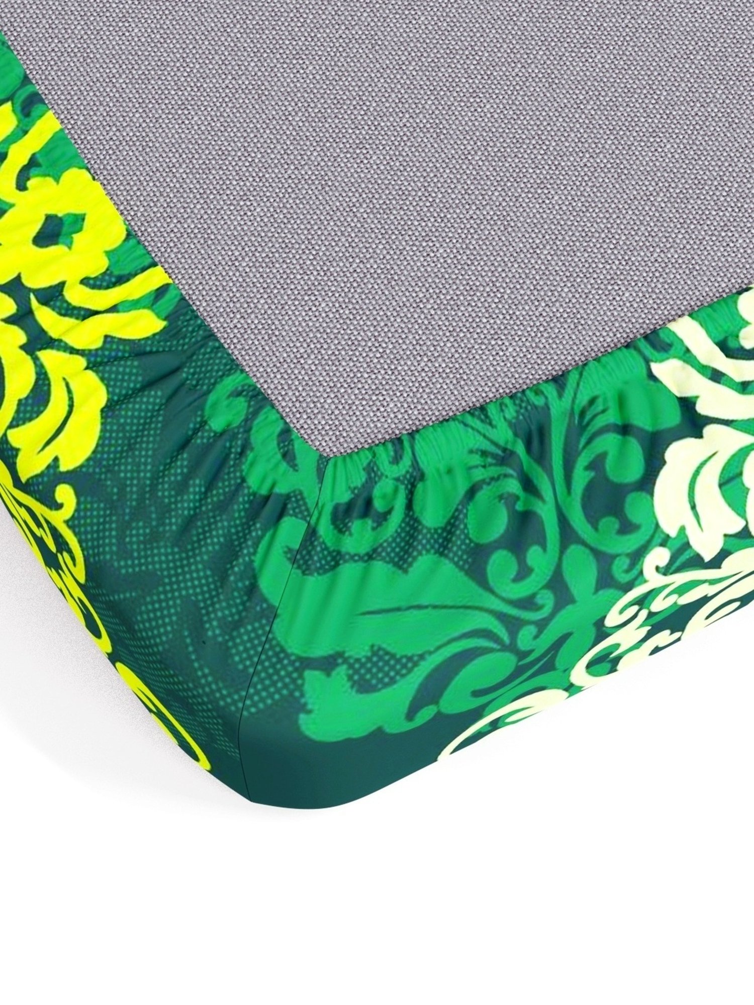 My Room Ethnic Green 140 TC Cotton Fitted King Bed Sheet with 2 Pillow Covers