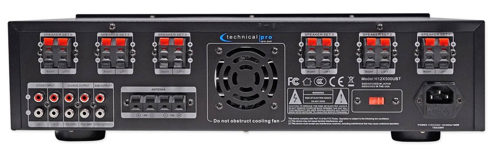 Technical Pro H12X500UBT 6000w Professional Bluetooth Amplifier Receiver USB, SD