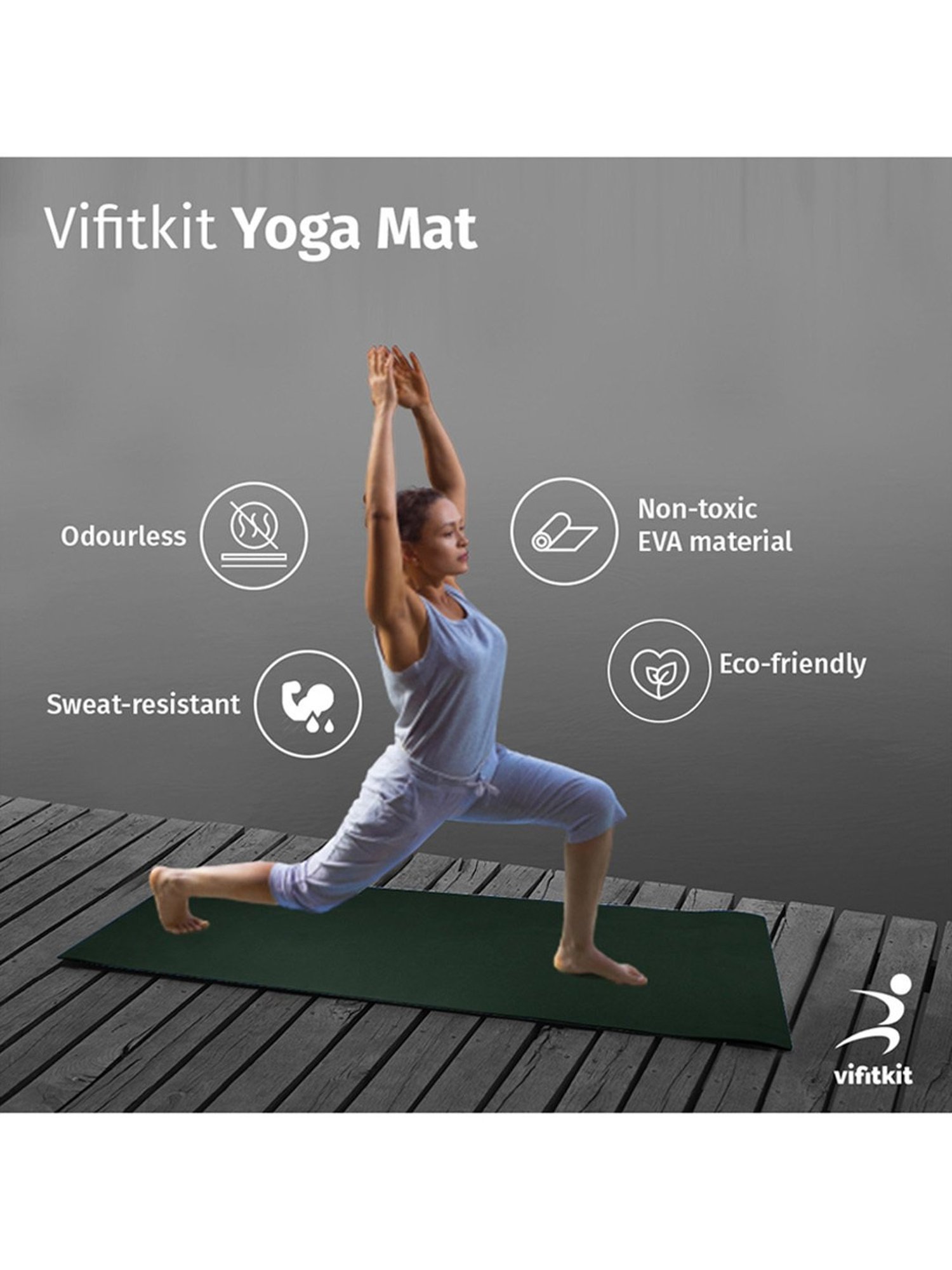 Vifitkit Anti-Skid Yoga Mat (Bottle Green) Size - 4mm