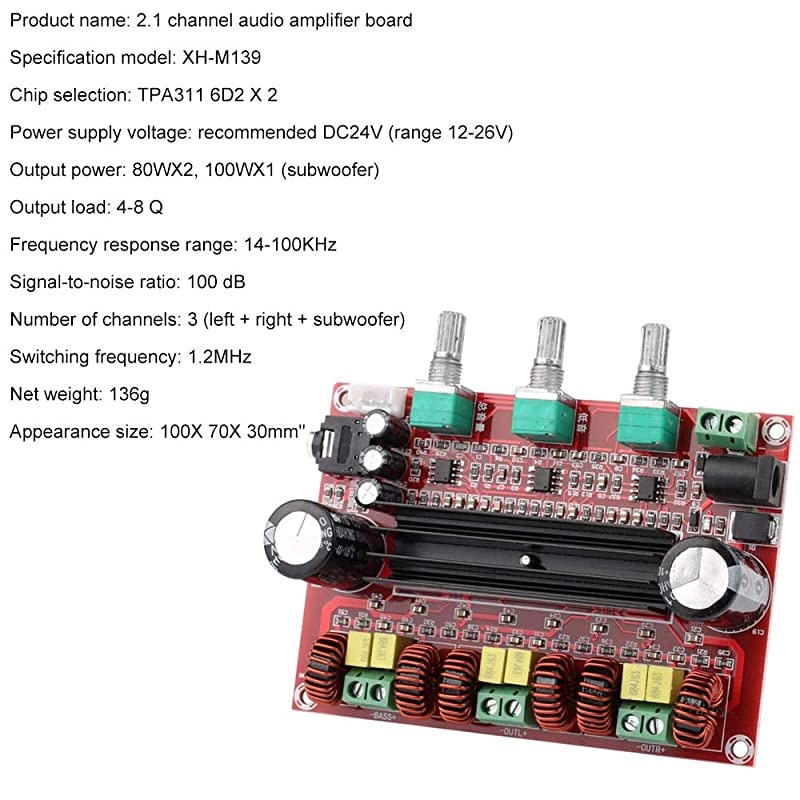 TPA3116D2 21 Digital Power Amplifier Board 2x80W+100WBass Audio Stereo AMP Module for Audio System DIY Speakers 1226V