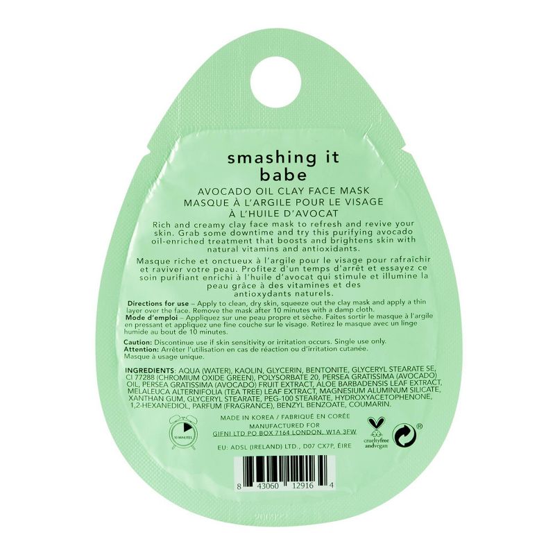 Holler and Glow Smashing It Babe Avocado Clay Face Mask - 0.68oz
