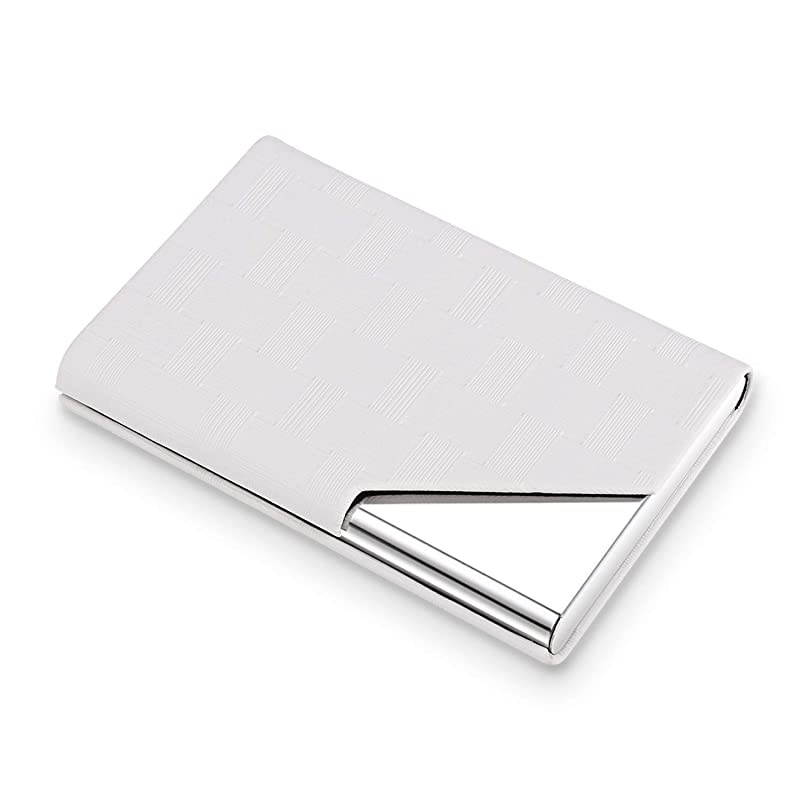 Business Card Holder Business Card Case Metal Card Holder Pocket Card case PU Leather Business Card Holder Case Slim Name Card Holder for Women and Men Magnetic Closure White gz