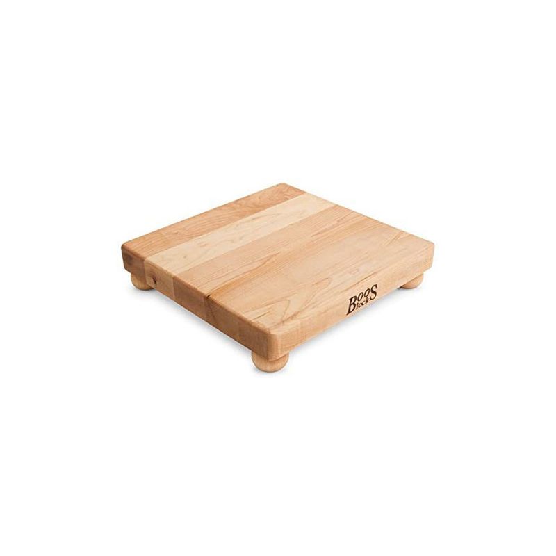 John Boos 12 Inch Wide 1.5 Inch Thick Flat Carving Cutting Board with Bottom Feet, 12 x 12 x 1.5 Inches, Maple Wood