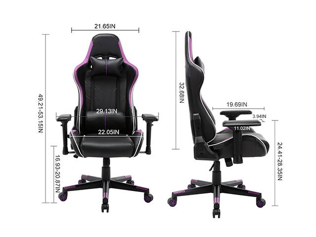 Massage Racing Chair Gaming Chair - Computer Office Adjustable Lumbar Cushion Headrest Swivel Rocking Function Desk Chair 5 Colors,Purple,GC34