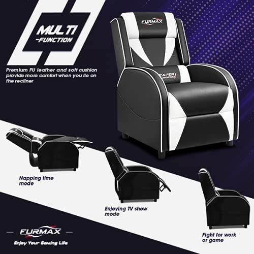 Furmax Gaming Recliner Chair Racing Style Single Ergonomic Lounge Sofa PU Leather Reclining Home Theater Seat for Living Room (Blue)
