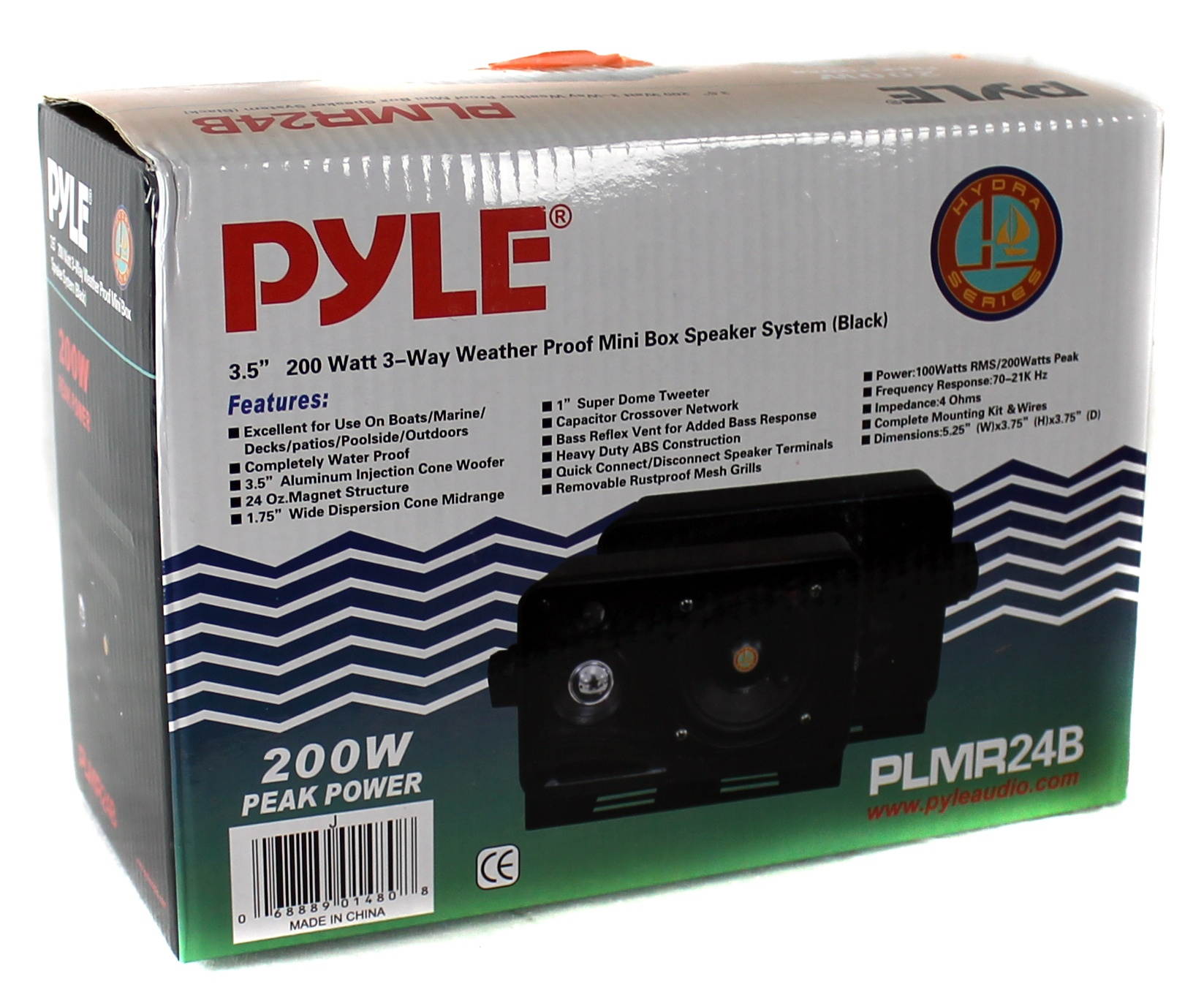 Pyle PLMR24B 3.5" 200 Watt 3-Way Weather Proof Box Speaker System Black (6 Pack)