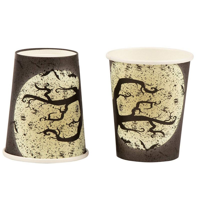 Blue Panda 144 Piece Full Moon Halloween Disposable Party Supplies Serves 24 - Plate, Napkin, Cup & Cutlery