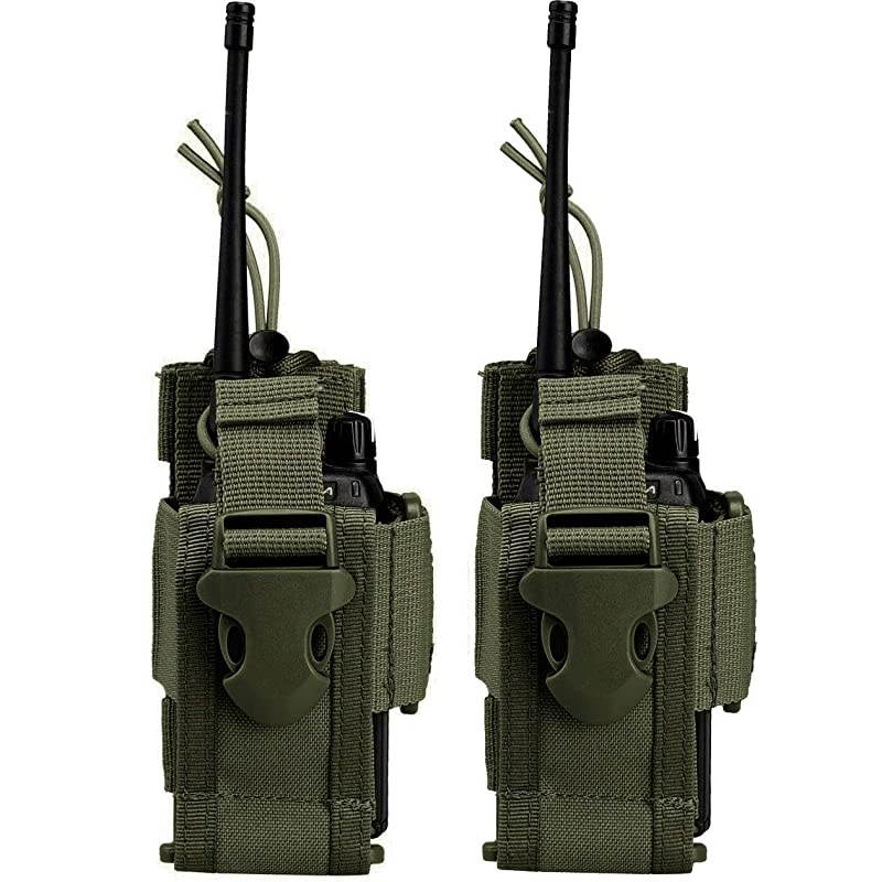 Adjustable Tactical Radio Holder Bag, Molle Two Way Radio Holster Pouch Holder, Nylon Duty Military Storage Case Bag for walkie Talkie (Green, 1 Pack)