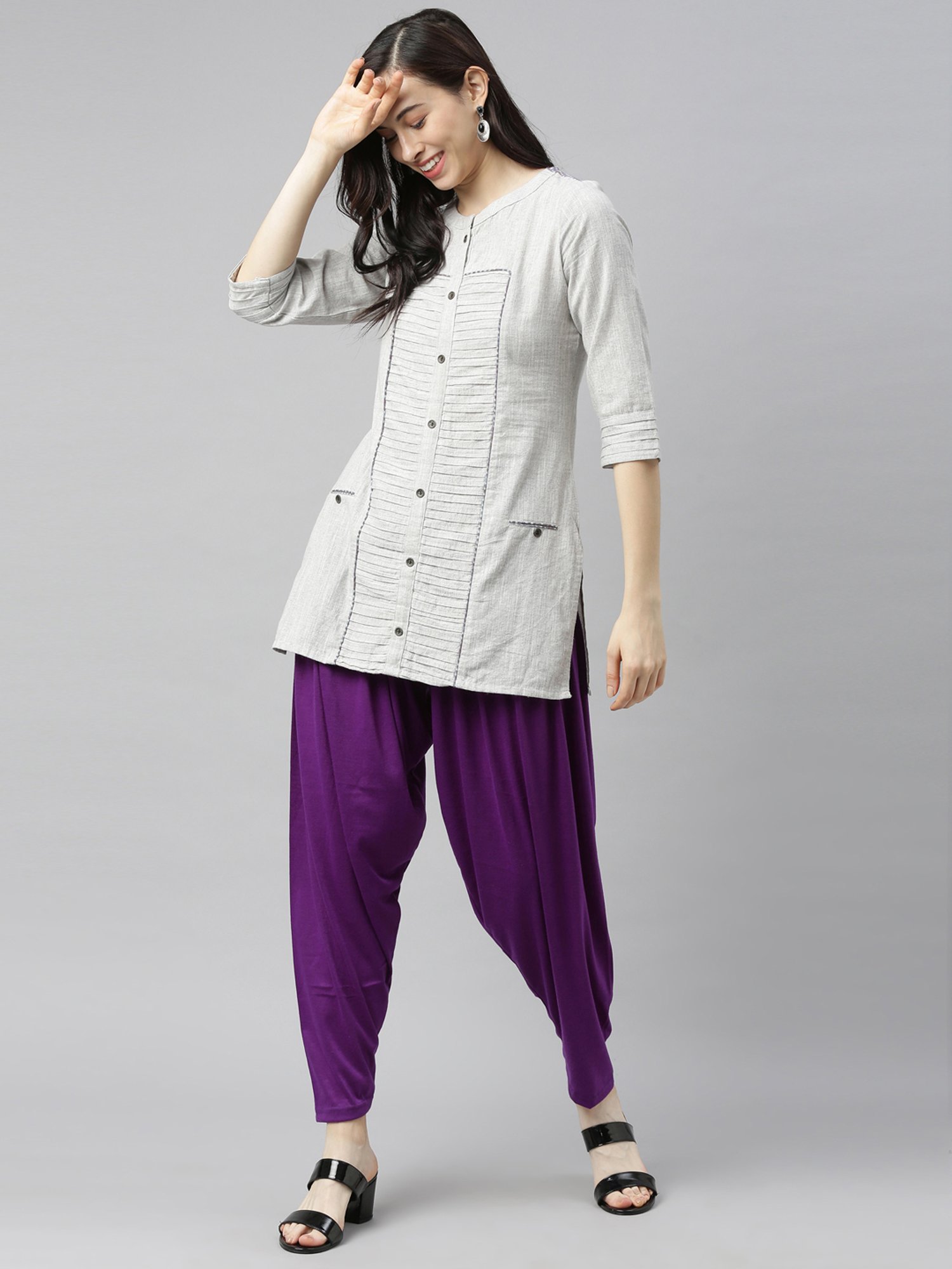 JCSS Green & White Patiala Pants - Pack Of 3