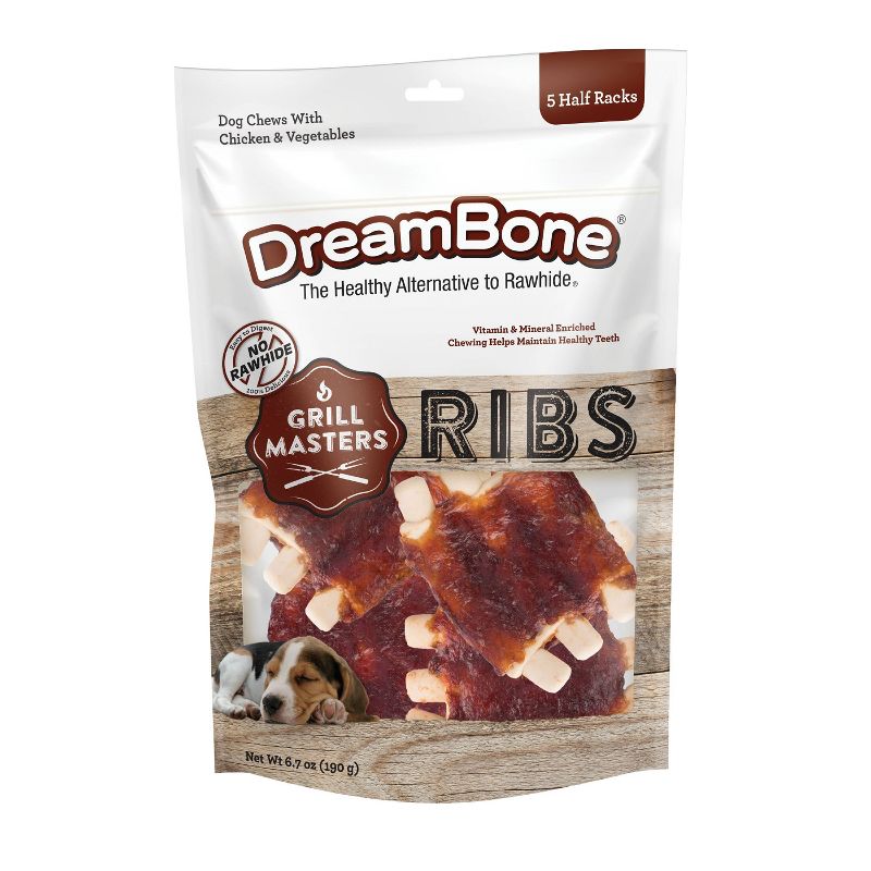 Dreambone Grill Masters Ribs Chews Dog Treats - 5ct