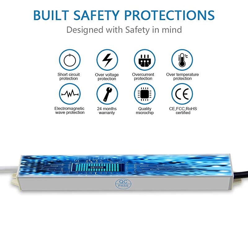 LED Driver 36W Waterproof IP67 12V 3A Power Supply Adapter Transformer AC 110~260V to DC 12 Volt 3 Amp 36 Watt Converter for Outdoor LED Lighting LED Strip Module Street Lights CCTV Camera