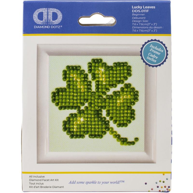 Diamond Dotz Diamond Embroidery Facet Art Kit 3"X3"-Lucky Leaves W/Frame