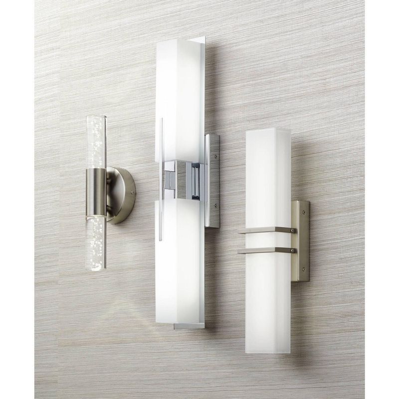 Possini Euro Design Modern Wall Light LED Brushed Nickel 17" Vanity Fixture for Bathroom Over Mirror Bedroom