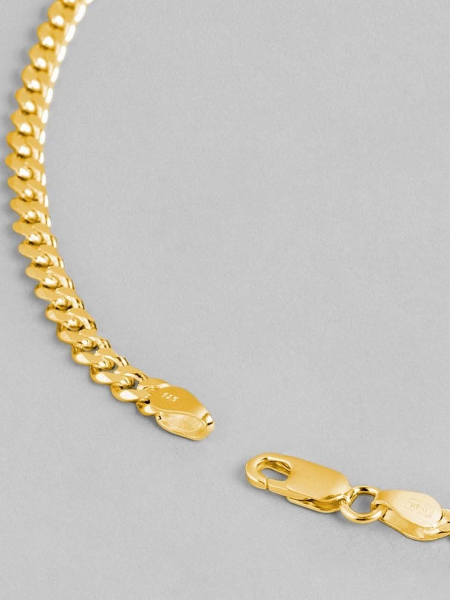 Zavya 925 Silver Classic Gold-Plated Linkage Chain for Men