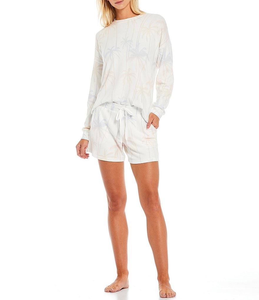 PJ Salvage Lounge Life Palm Print Peachy Knit Coordinating Sleep Top