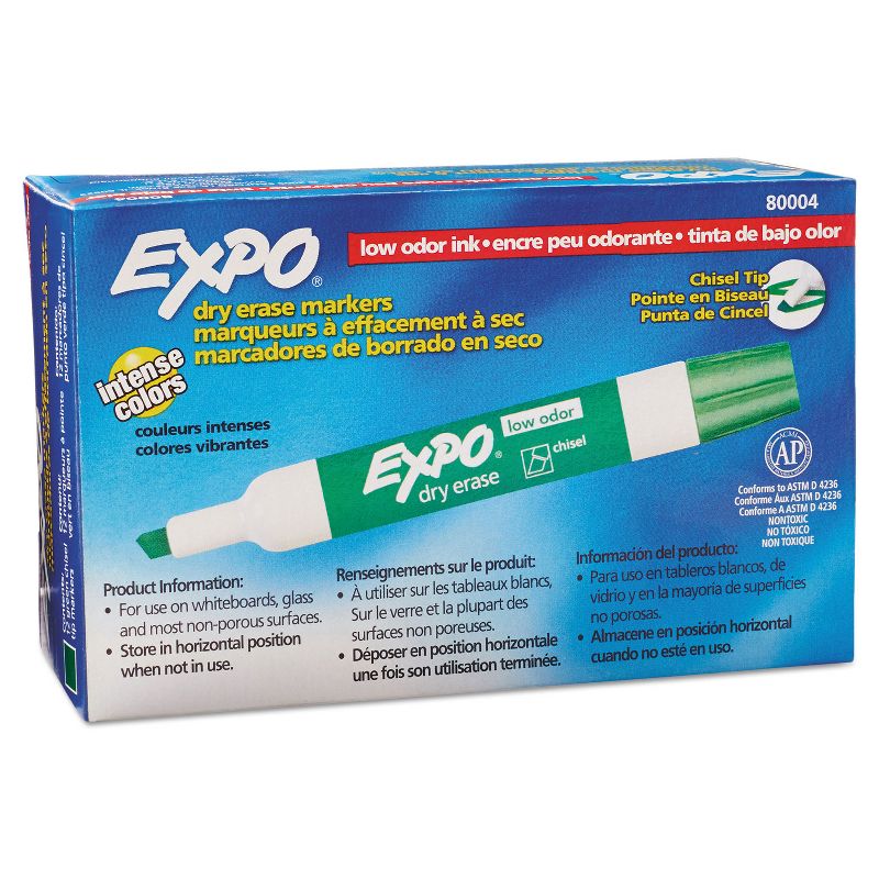 EXPO Low Odor Dry Erase Marker Chisel Tip Green Dozen 80004