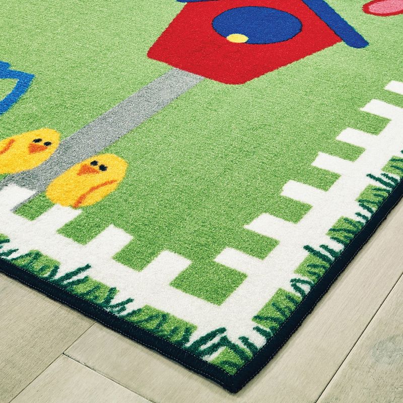 3'6"x4' Rectangle Woven Floral Area Rug Green - Carpets For Kids