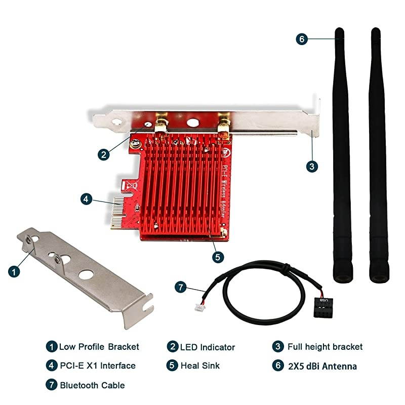 Wireless AC Dual Band 1200Mbps 24GHz 300Mbps or 5GHz 867Mbps PCI Express PCIe WiFi Bluetooth Adapter for Windows Server7881103264bit PCsPCIE WiFi Bluetooth CardFSAC85BT