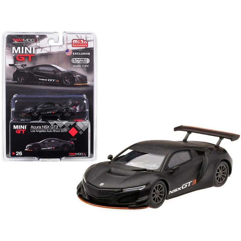 Acura NSX GT3 Matt Black "Los Angeles Auto Show 2017" Ltd Ed 3,600 pcs 1/64 Diecast Model Car by True Scale Miniatures