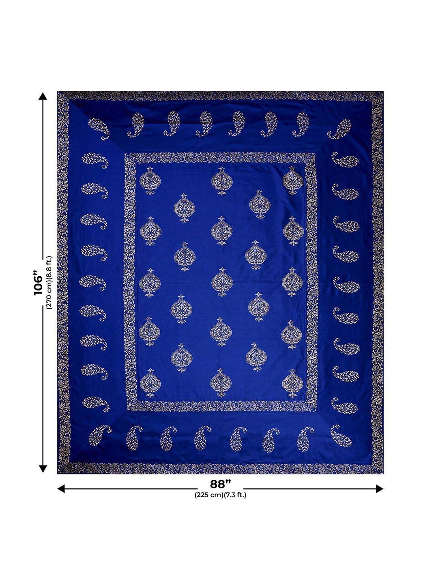 JaipurFabric Royal Blue Silk 240 TC Double Bedsheet with 2 Pillow Covers