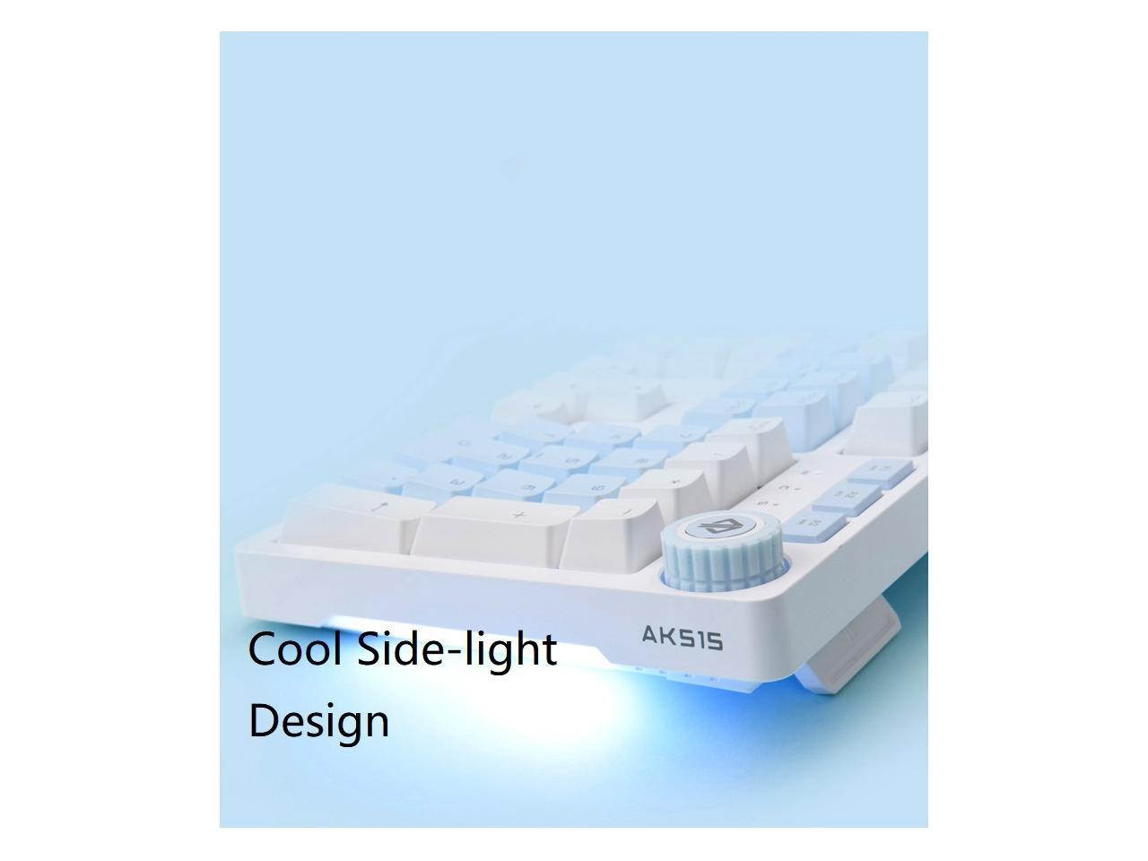 A-jazz AK515 104Keys N-Key Rollover White Backlit USB Wired Mechanical Gaming Keyboard-Black Switch,PBT Keycaps, Type-C, White