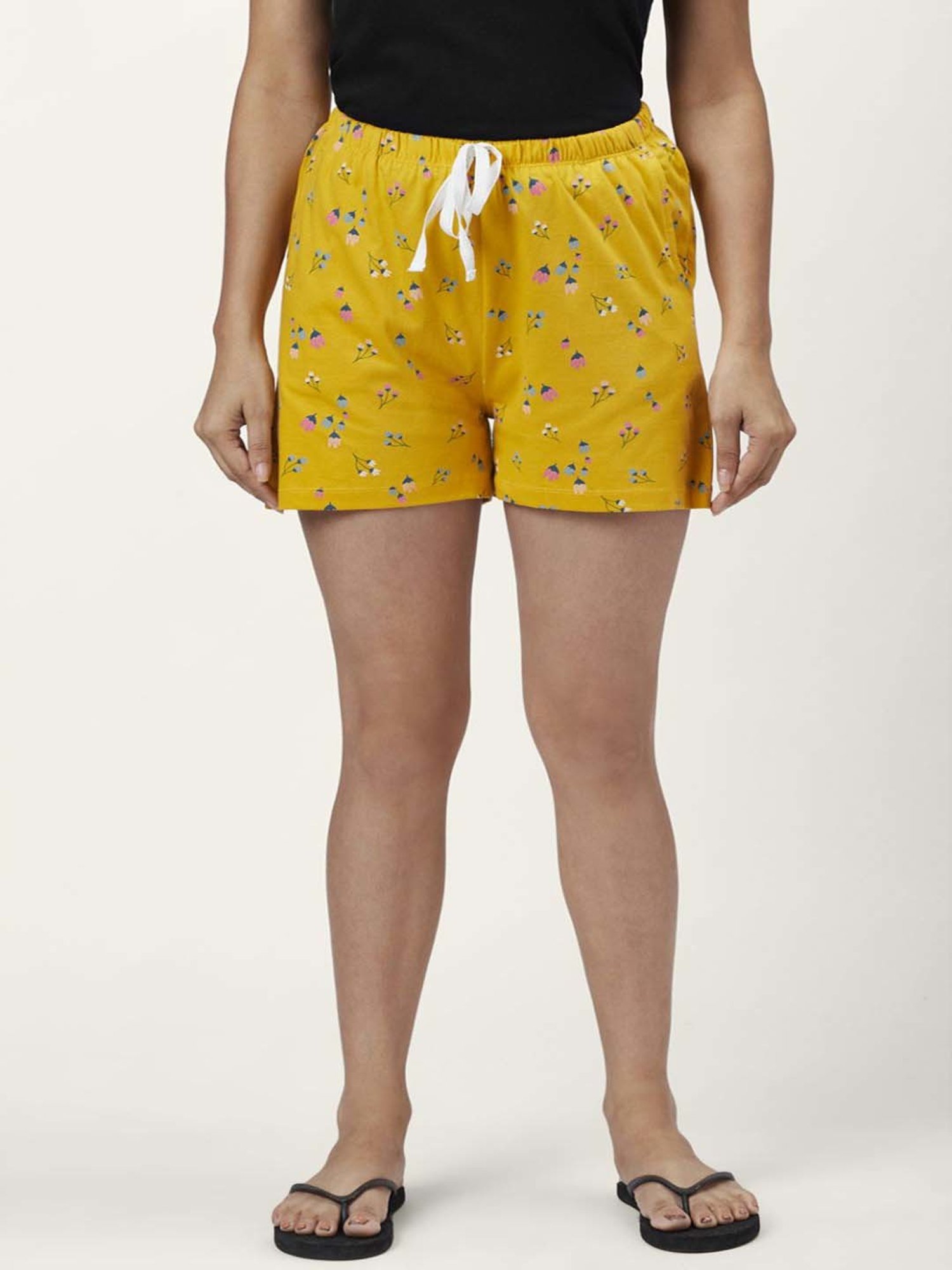 Dreamz by Pantaloons Peach White Cotton Printed Shorts