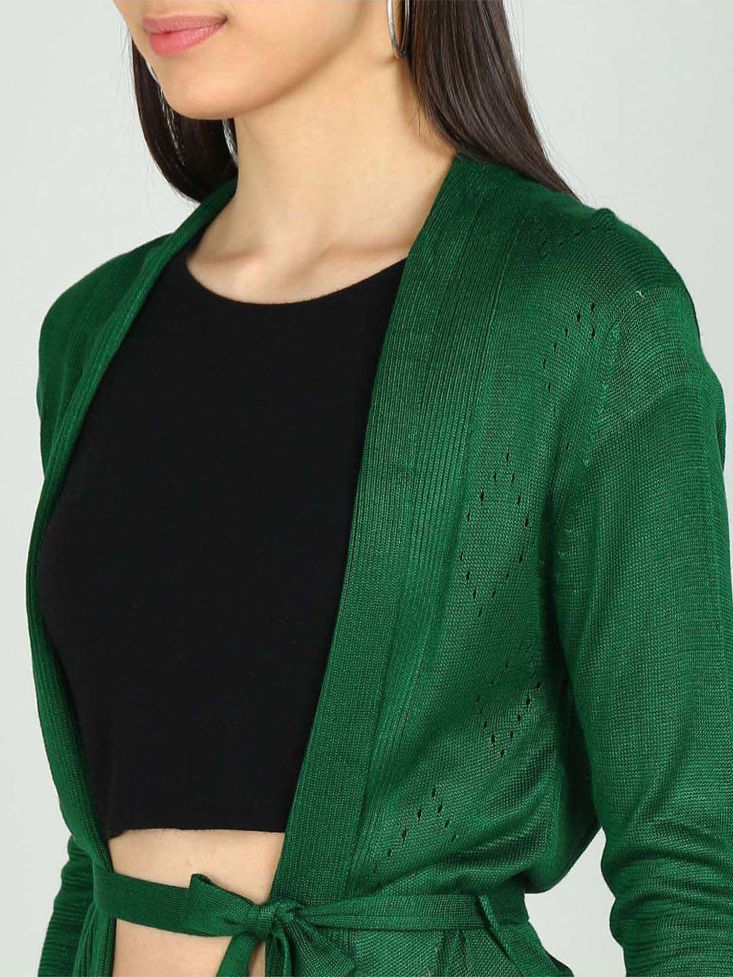 NEUDIS Green Self Pattern Long Shrug