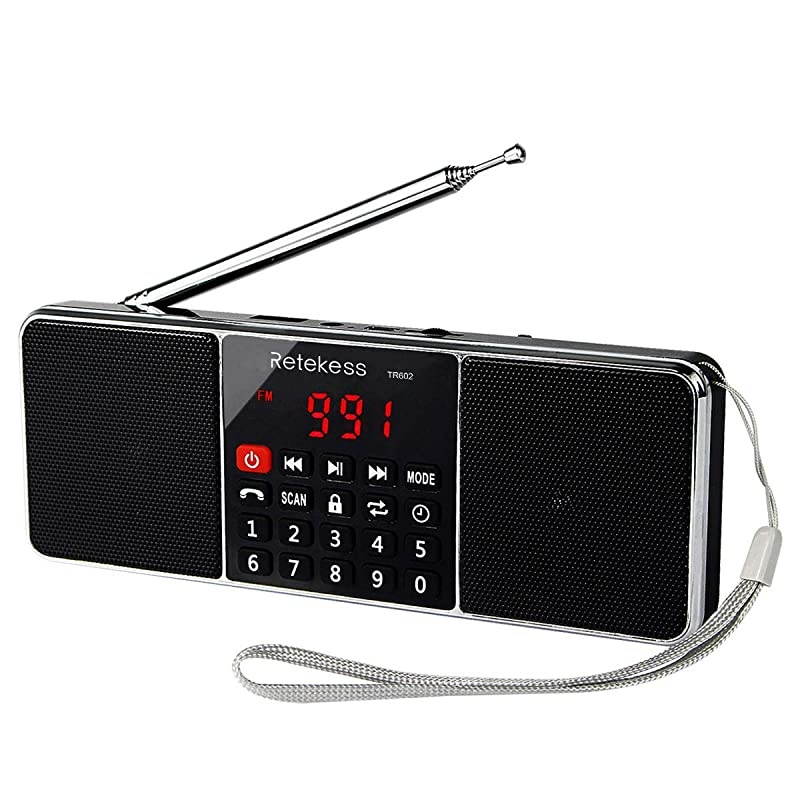 TR602 Digital Radios, Radios Portable AM FM, Stereo Rechargeable Radio Supports TF USB Port, Sleep Timer and Hand-Free for Home or Outdoor