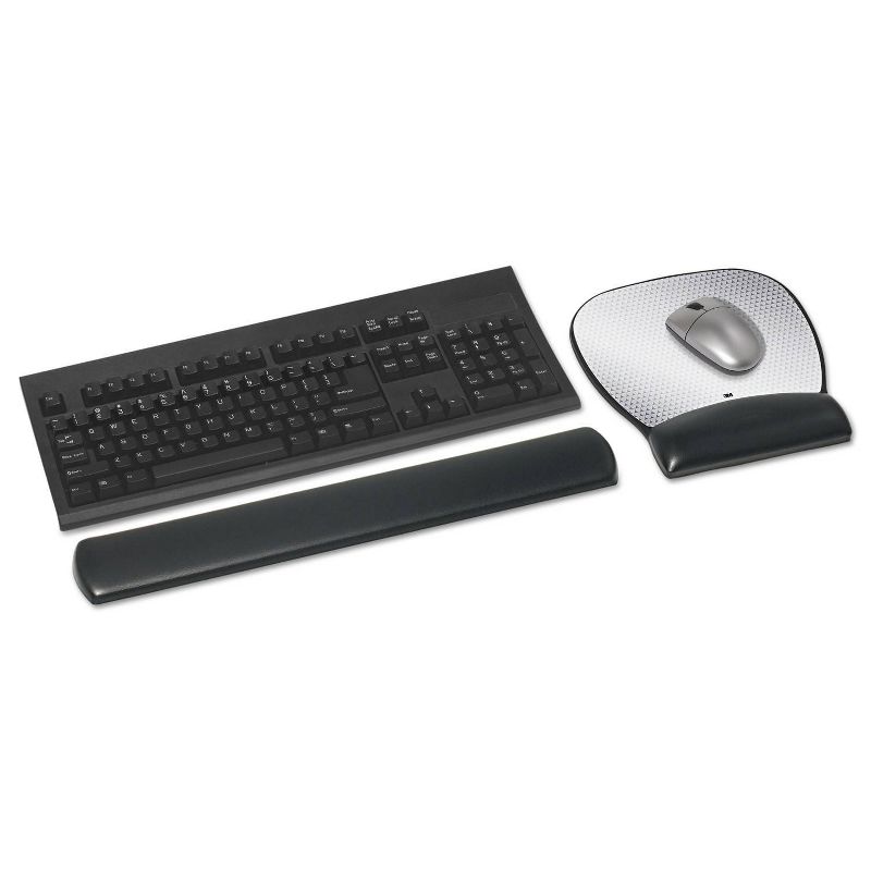 3M Precise Leatherette Mouse Pad w/Wrist Rest, Nonskid Base, 8-3/4 x 9-1/4, Black
