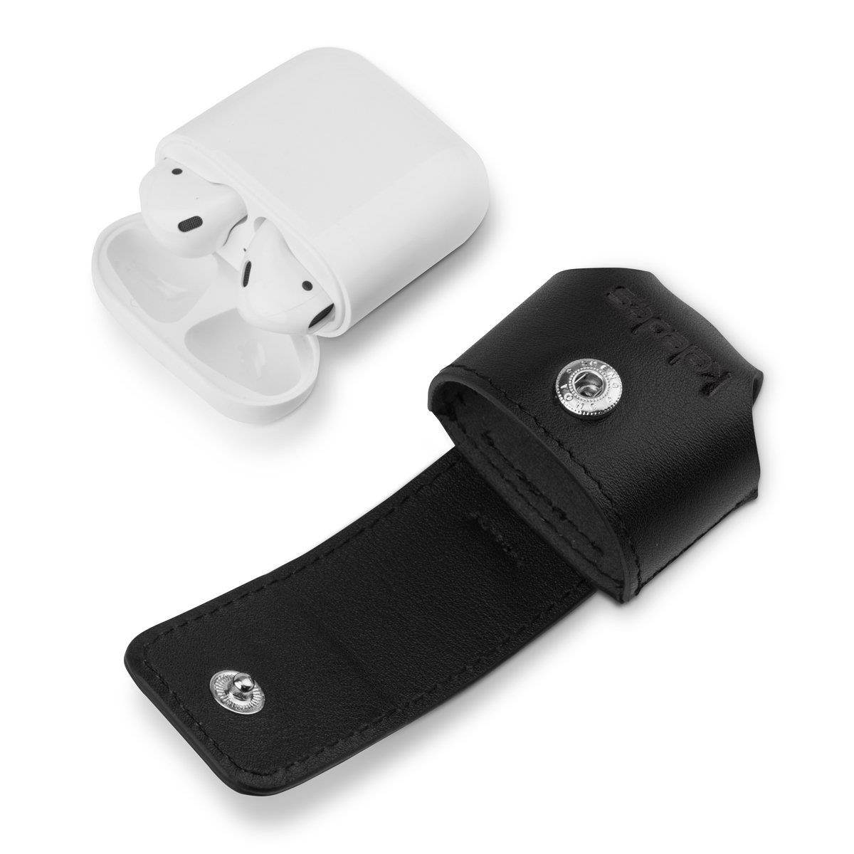 AirPods Case,Apple Airpods Case Keledes AirPods Cover Protector,Premium Genuine Leather Case Flip Cover with Metal Closure Buckle for Apple Wireless Earphone,Black